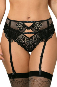 Roza Kena Black Floral Lace Suspender Belt
