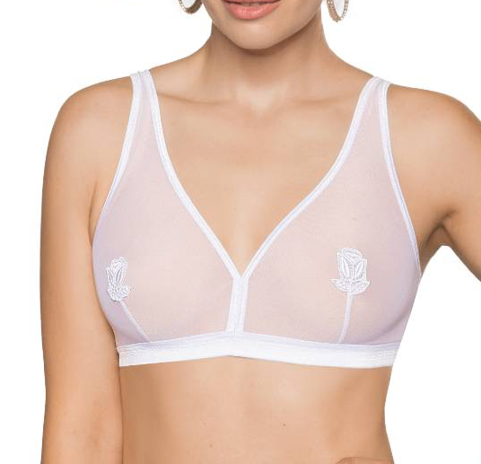 Roza Lisbet Sheer White Soft Cup Applique Bra