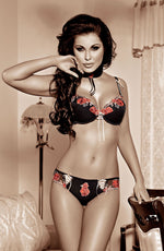 Roza Natali Black Embroidered Flowers Bra