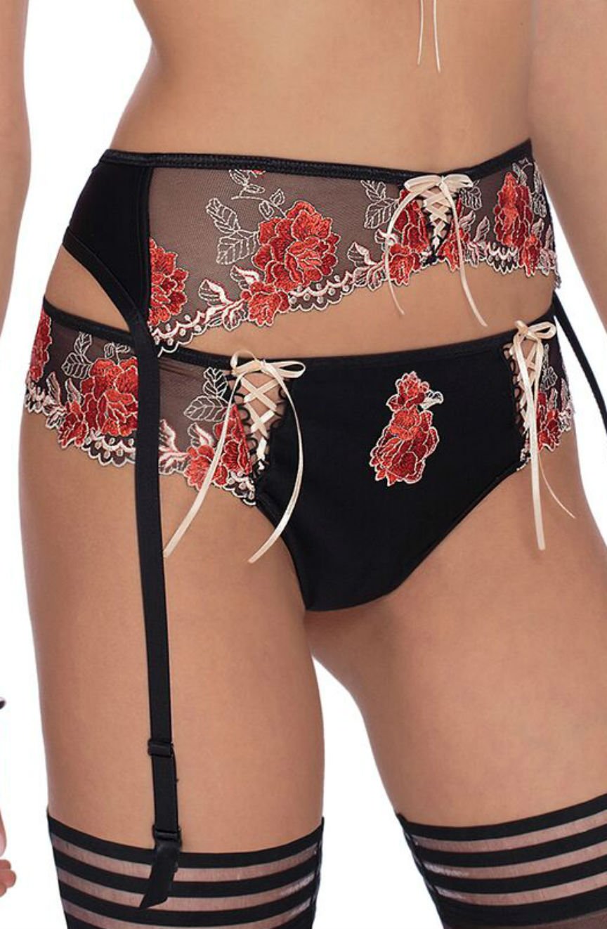 Roza Natali Black Floral Embroidered Briefs