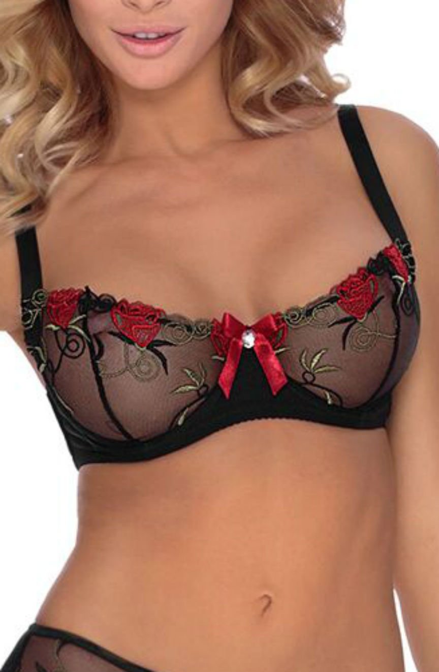 Roza Rufina Soft Cup Bra Black & Red