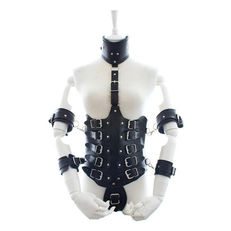 Ladies Leather Chest Corset Harness | Adjustable Waist Belt & Side Buckles