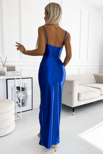 Satin Side Slit Evening Long Dress | Numoco