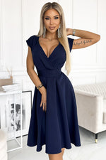 Numoco Scarlett Flared Cocktail Dress Navy Blue