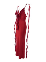 Sexy V-neck Backless Strap Fishtail Evening Fitted Maxi Dress