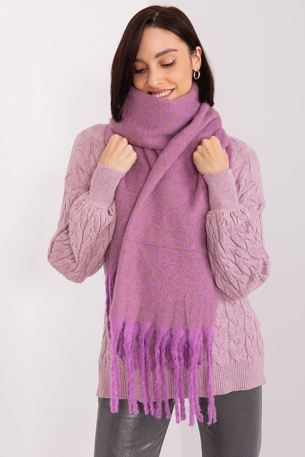 AT Geometric Shawl Scarf violet one-size-fits-all