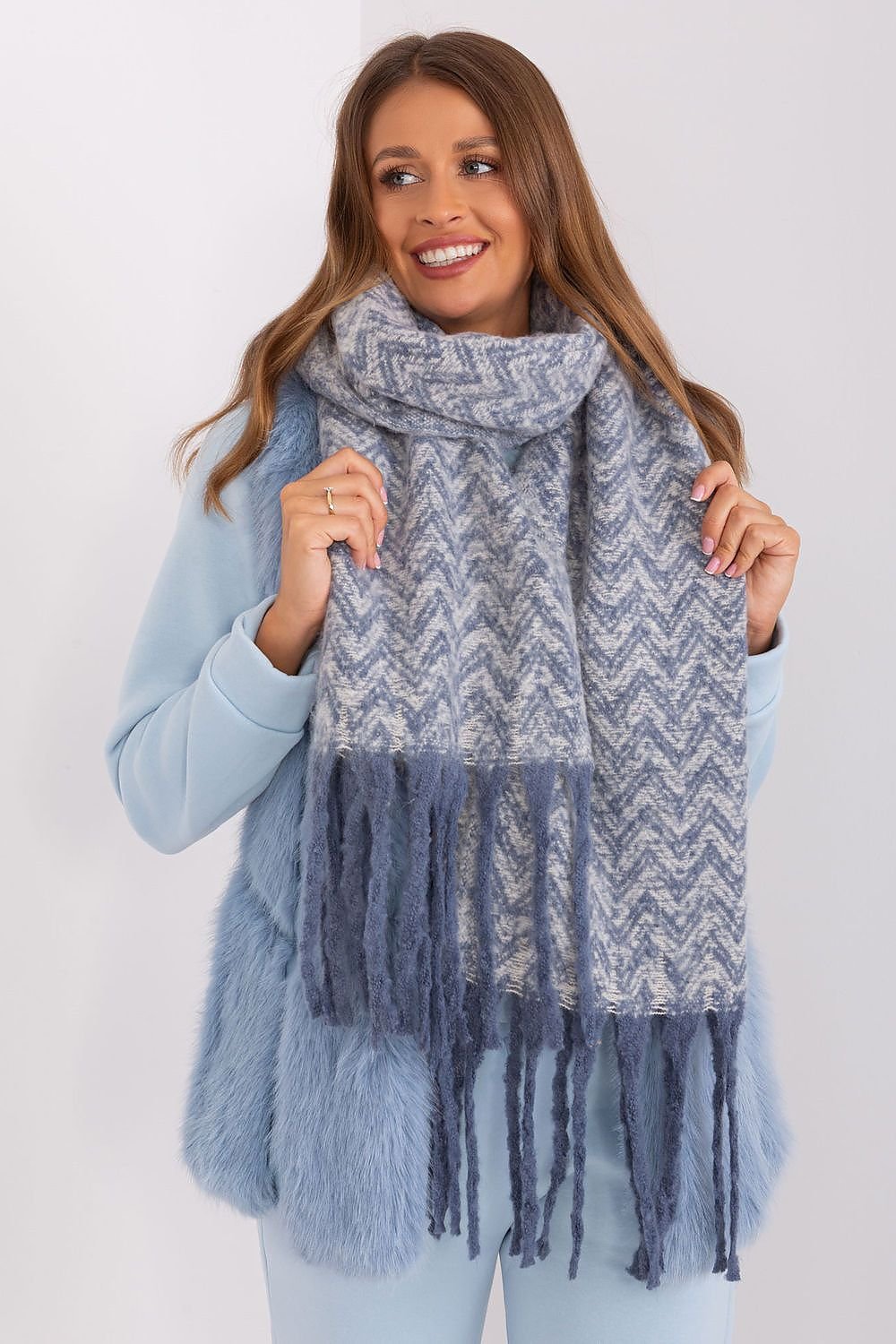 AT Geometric Shawl Scarf blue 2 one-size-fits-all