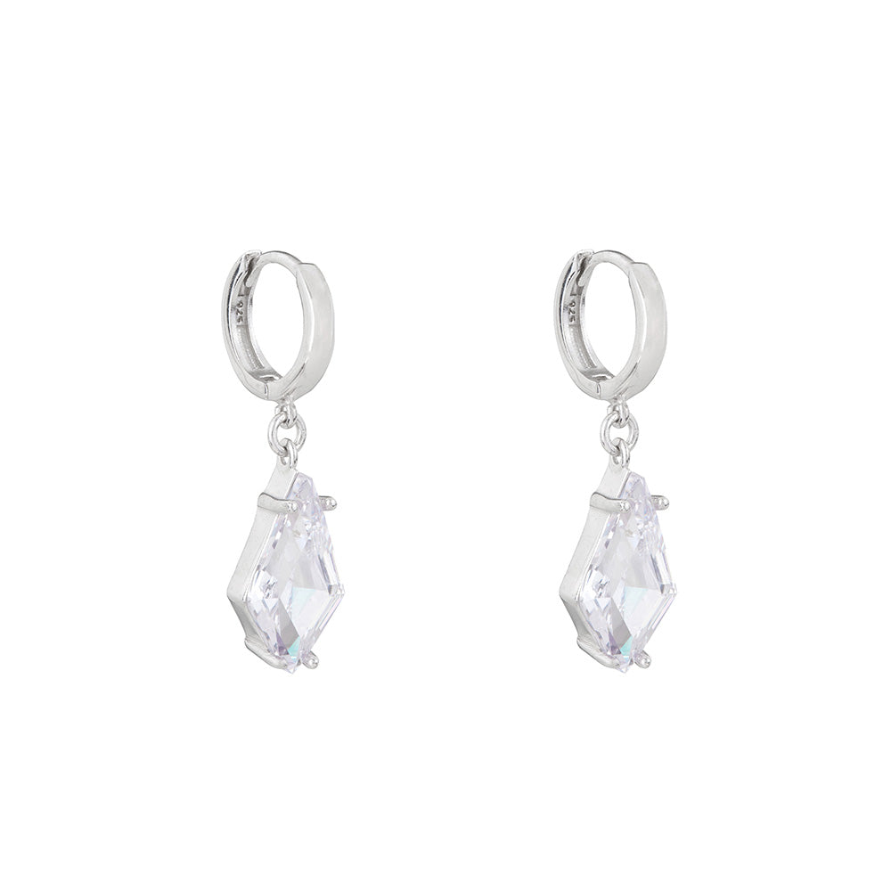 Ballinger Shine Bright Rhombus Drop Earrings Silver