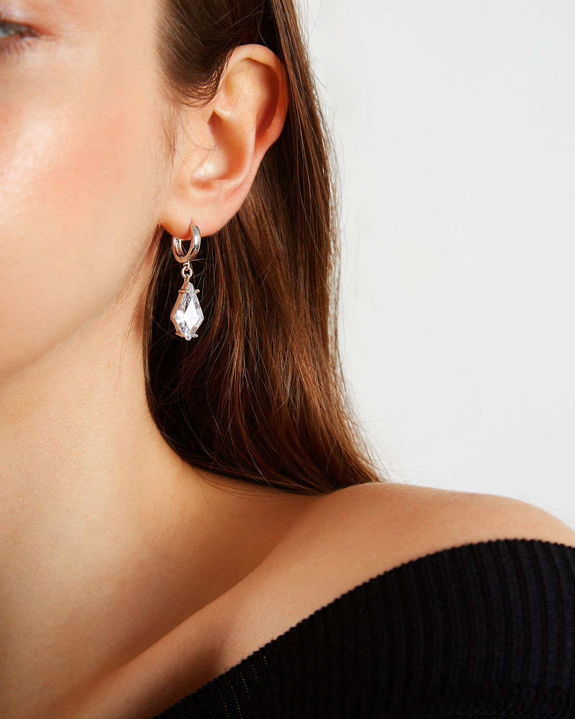 Ballinger Shine Bright Rhombus Drop Earrings Silver