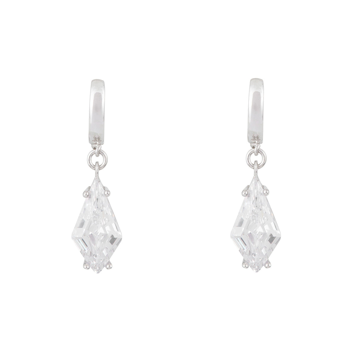 Ballinger Shine Bright Rhombus Drop Earrings Silver