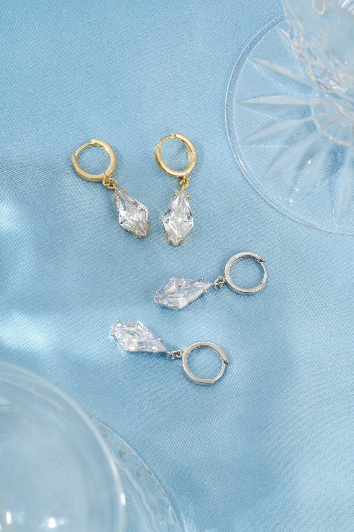 Ballinger Shine Bright Rhombus Drop Earrings Silver
