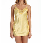Shirley of Hollywood 20015 Buttercup Yellow charmeuse lace-up chemise front view
