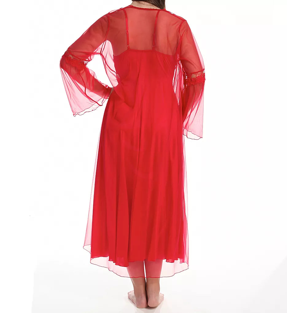Shirley of Hollywood X3489 plus size red two-piece long gown and peignoir set back view