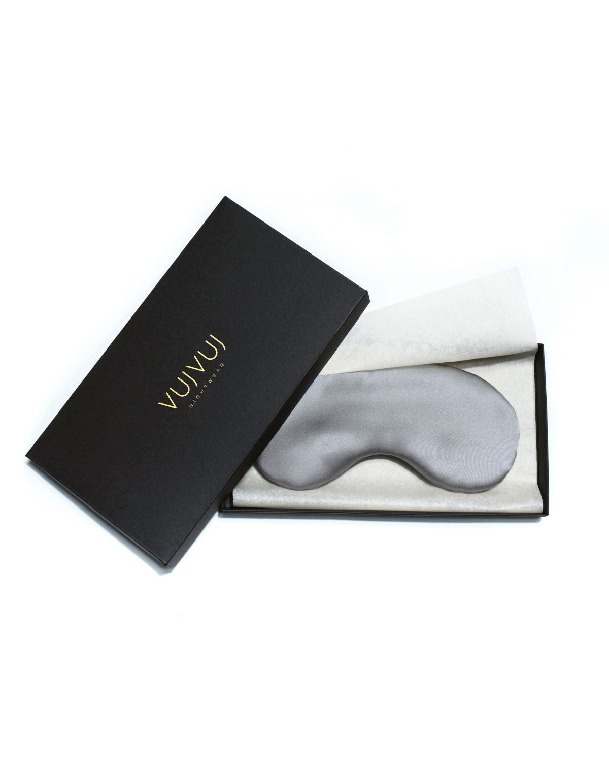 VUJVUJ 100% Mulberry Italian Silk Grey Sleep Mask