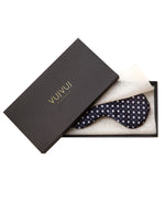 VUJVUJ 100% Mulberry Italian Silk Inky Blue Dotted Sleep Mask