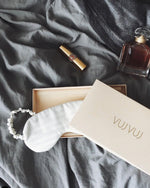 VUJVUJ 100% Mulberry Italian Silk Pearl White Sleep Mask