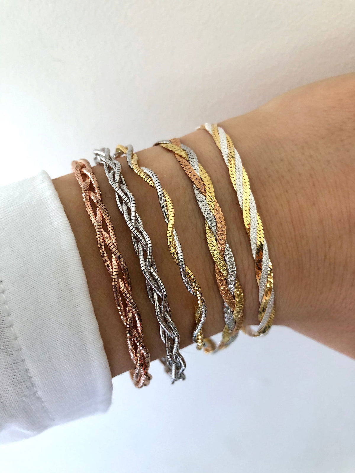 Italian Silver Braided Bangles