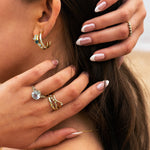 Dainty London Silver White Topaz Gemstones- Seren Hoops