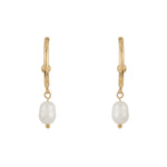 Ballinger Slim 18k Gold Freshwater Pearl Hoop Earrings