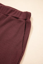 Solid Color Ribbed Ruffle Tank Top & Trousers Co-ord Set