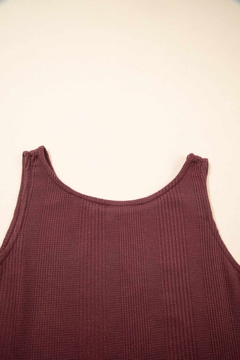 Solid Color Ribbed Ruffle Tank Top & Trousers Co-ord Set