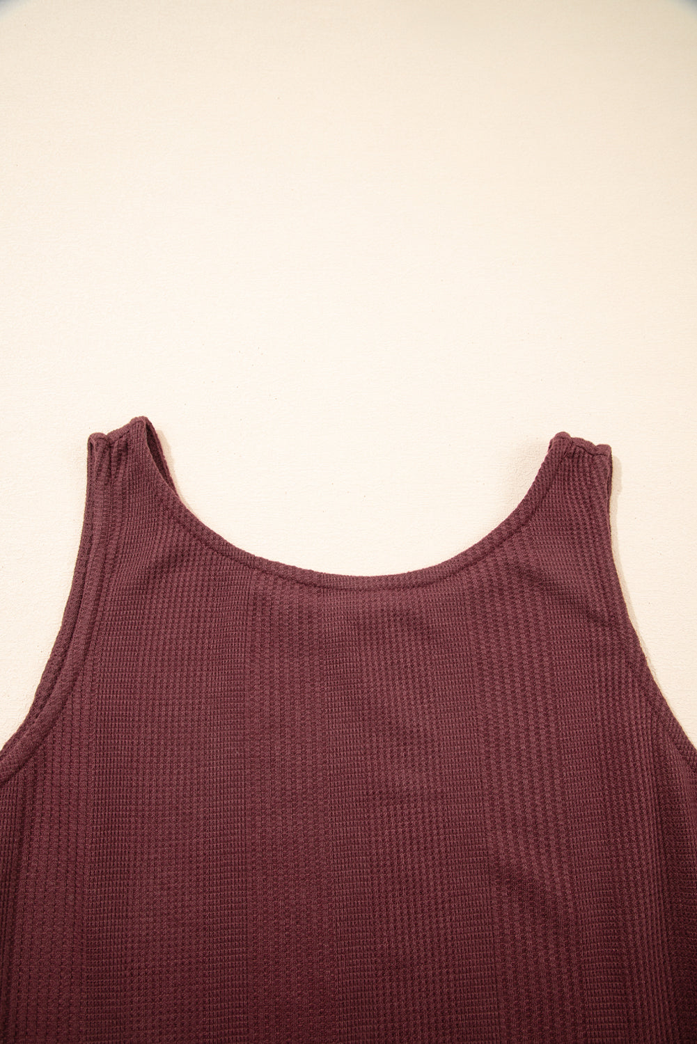 Solid Color Ribbed Ruffle Tank Top & Trousers Co-ord Set