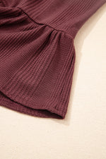 Solid Color Ribbed Ruffle Tank Top & Trousers Co-ord Set