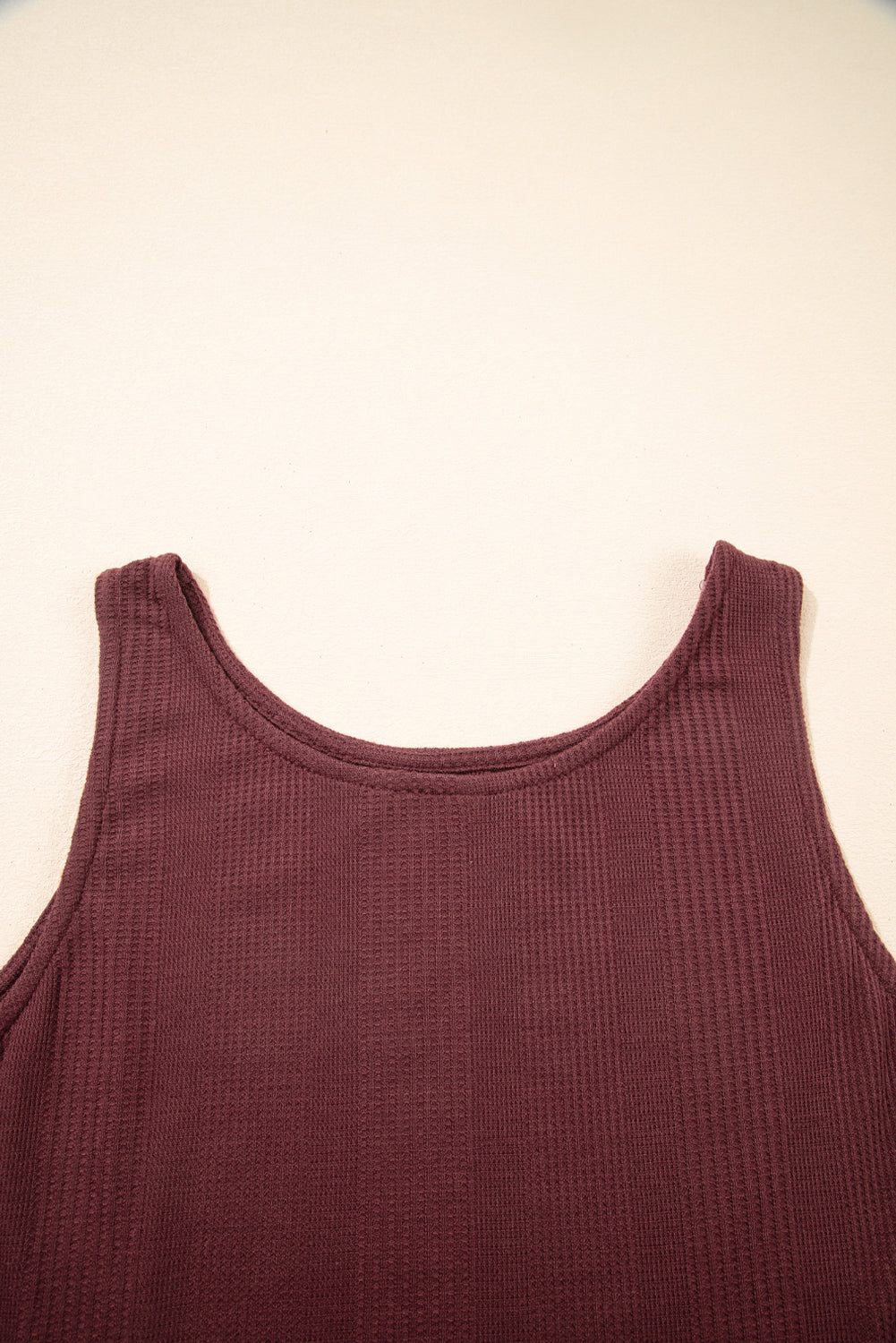 Solid Color Ribbed Ruffle Tank Top & Trousers Co-ord Set