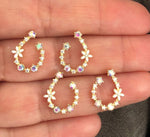 Spring Earrings with Pink and Blue stones - U shaped