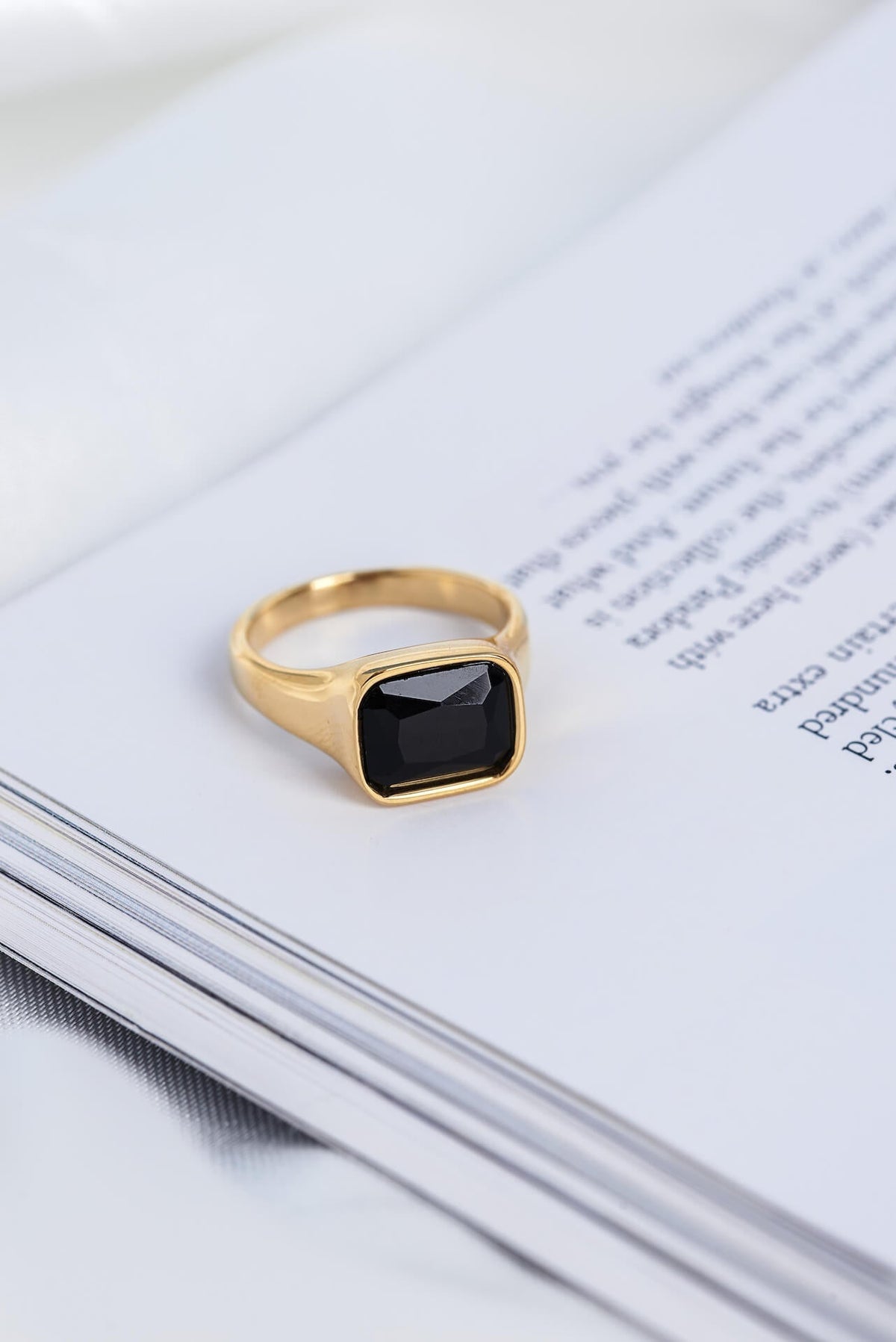 Ballinger Square Gold Cocktail Ring Black
