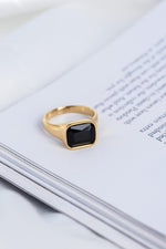 Ballinger Square Gold Cocktail Ring Black