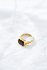 Ballinger Square Gold Cocktail Ring Black