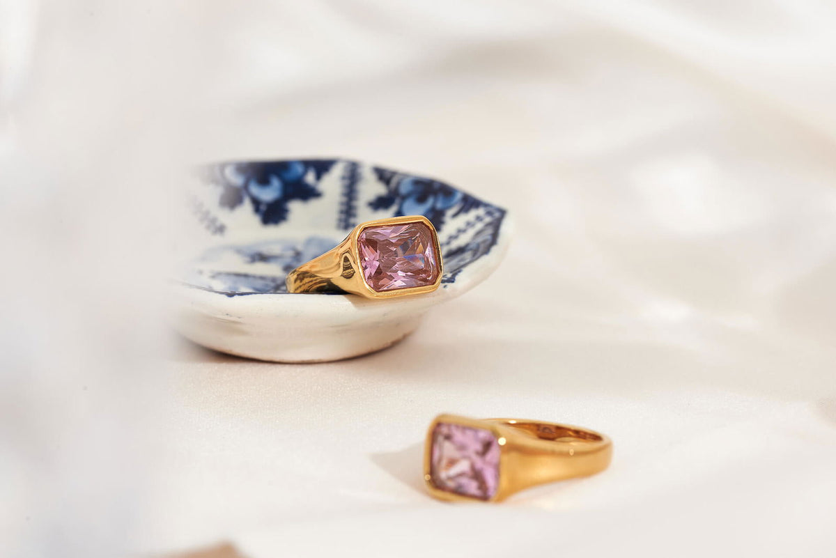 Ballinger Square 18k Gold Cocktail Ring Pink