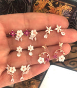 Stud Earrings with Spring Flowers