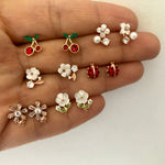 Stud Earrings with Spring Flowers