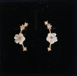 Stud Earrings with Spring Flowers NO 1 White Rose Gold Plated Silver