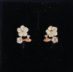 Stud Earrings with Spring Flowers NO 2 White Rose Gold Plated Silver