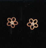 Stud Earrings with Spring Flowers NO 3 White Rose Gold Plated Silver