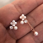Stud Earrings with Spring Flowers NO 6 White Rose Gold Plated Silver