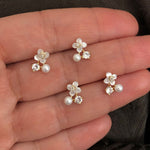 Stud Earrings with Spring Flowers NO 10 White Yellow Gold Plated Silver