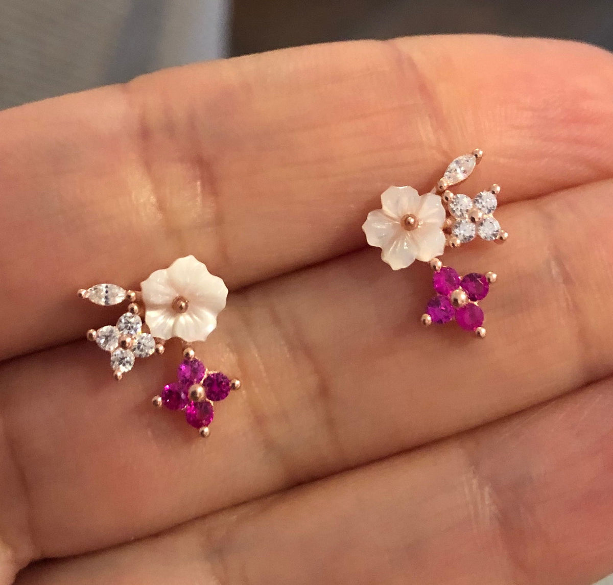 Stud Earrings with Spring Flowers