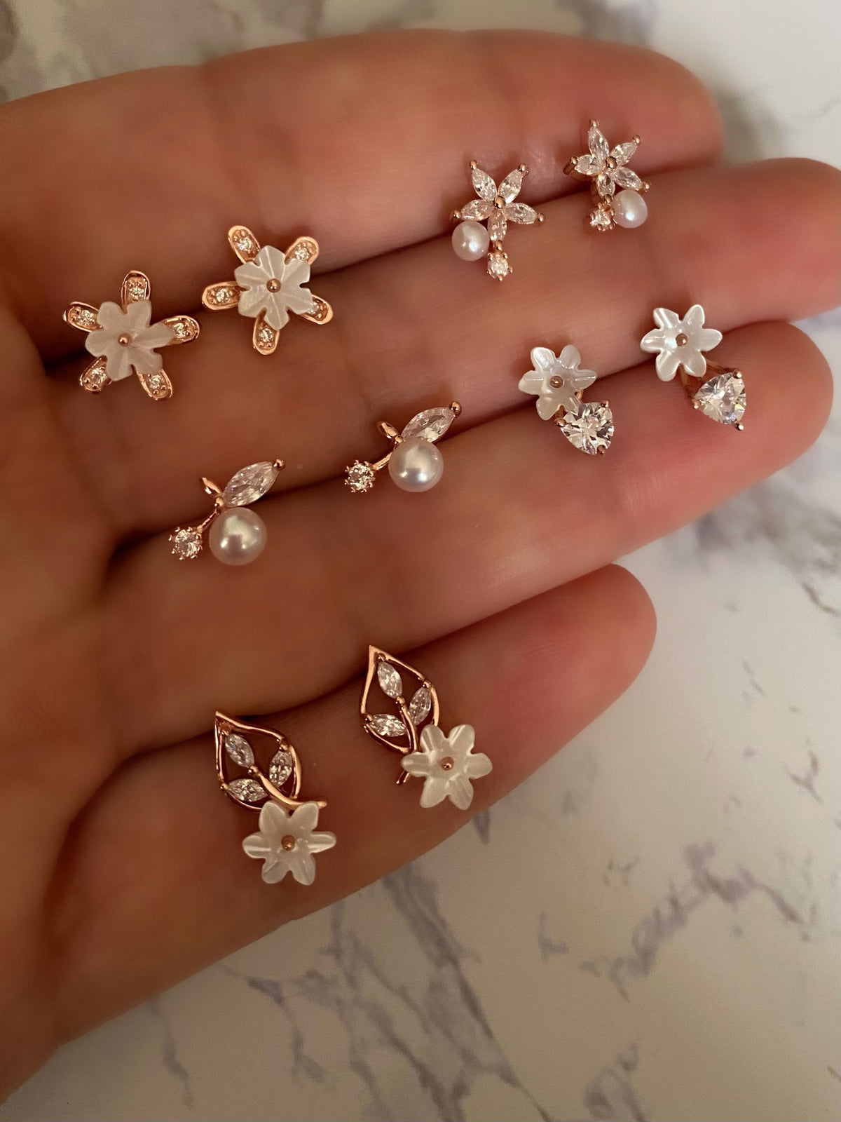 Stud Earrings with Spring Flowers