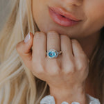 Dainty London Oval-cut Sky Blue Topaz gemstone Ring - Avery