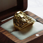 Dainty London Gold Statement Saddle Ring - Hemera