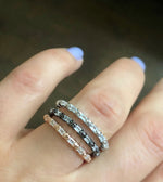 Thin Pave-set Ring with Small Square Clear Zircon Stones