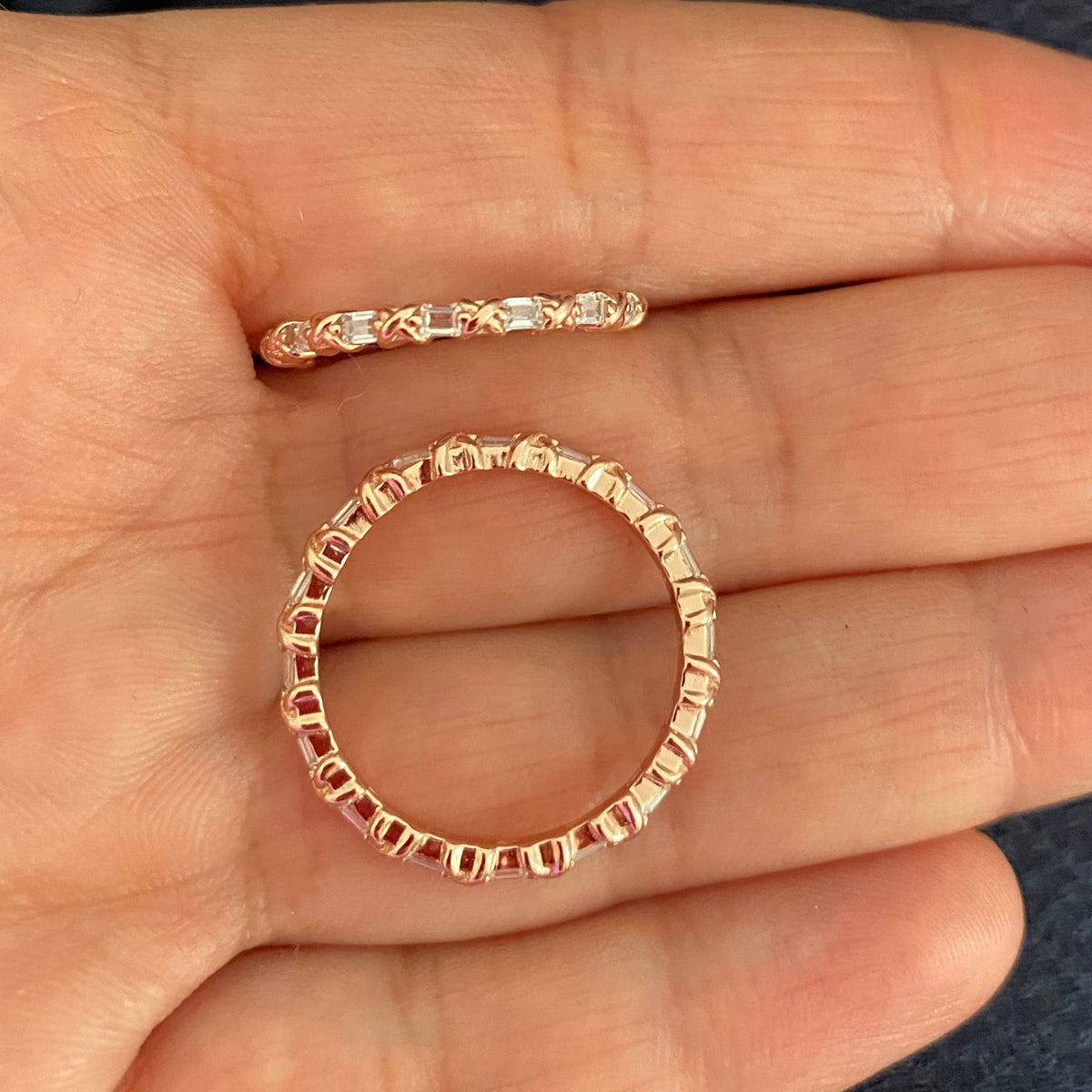 Thin Pave-set Ring with Small Square Clear Zircon Stones