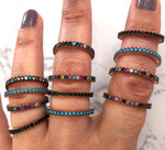 Thin Paveset Rose Gold Plated Silver Rings