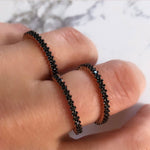 Thin Paveset Rose Gold Plated Silver Rings Black