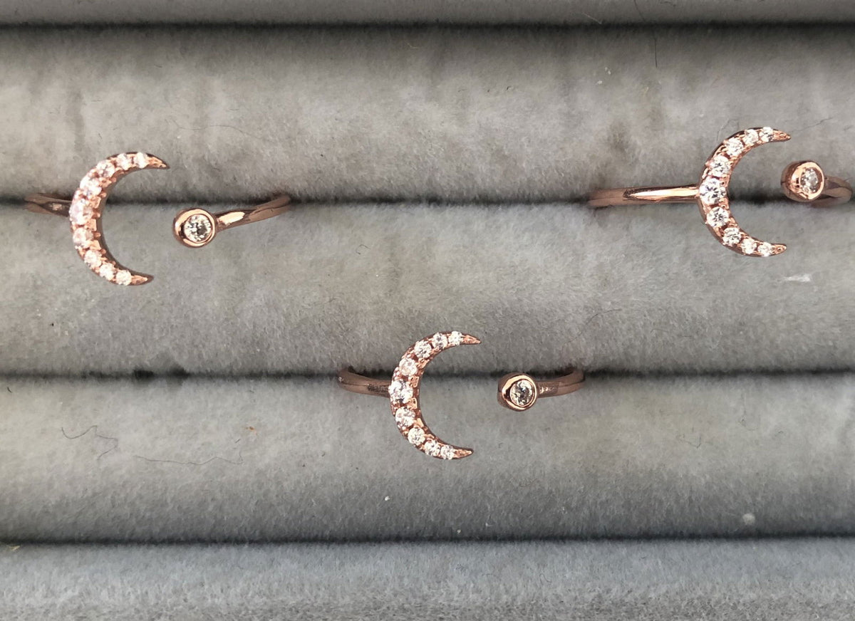 Thin Rings with Clear Zircon Stones - Sparkle Collection