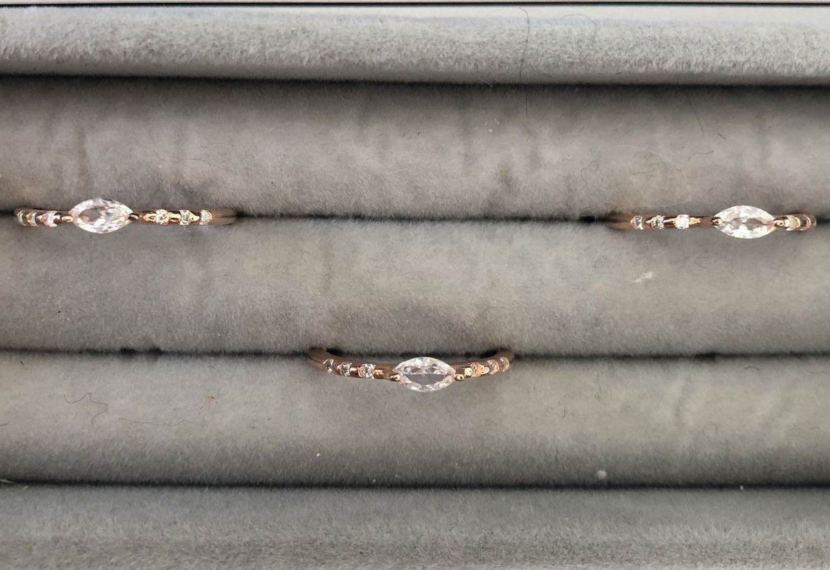 Thin Rings with Clear Zircon Stones - Sparkle Collection